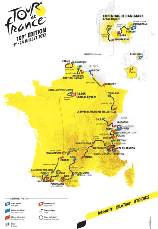 Carte du tour de france 2022